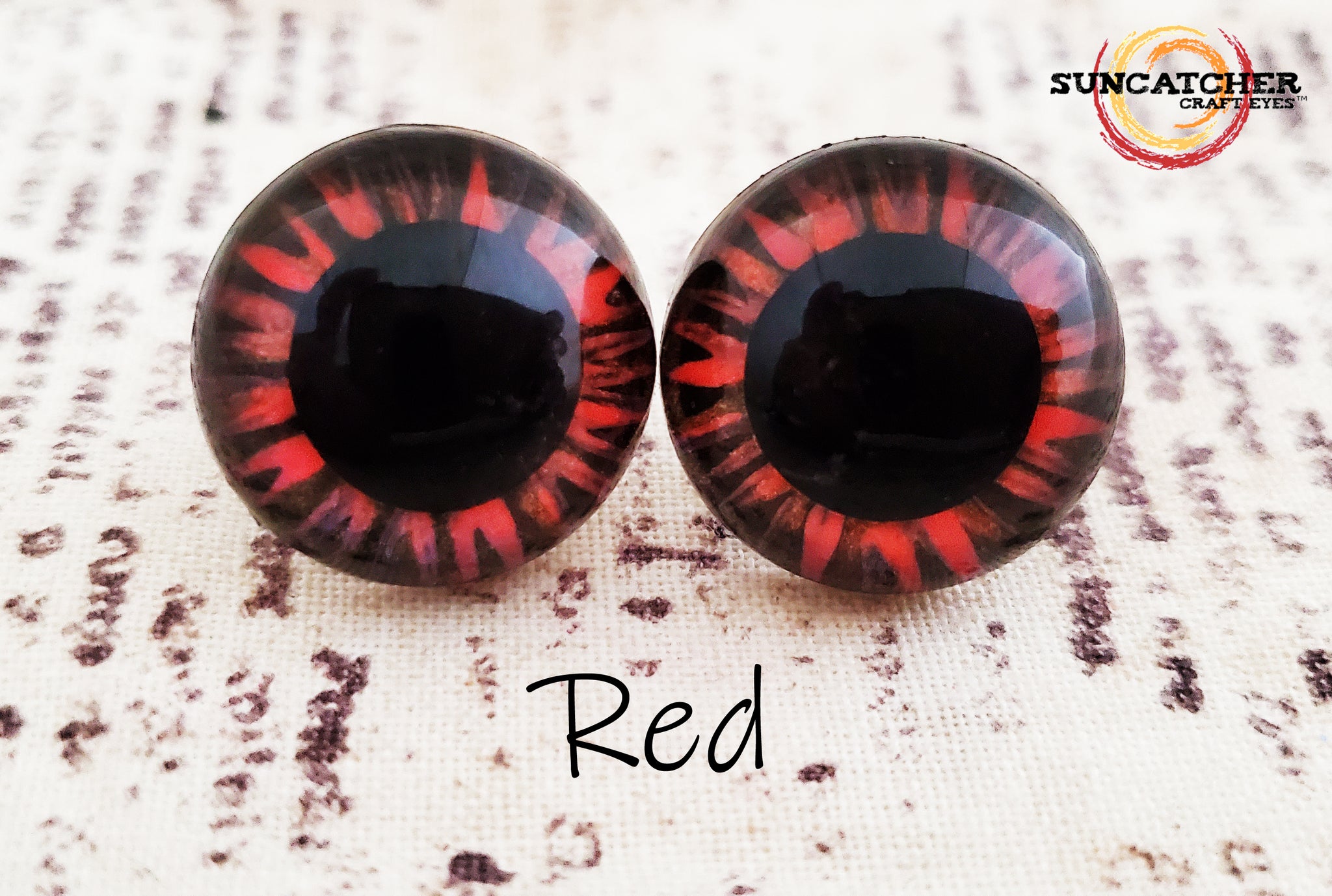 24, 3D Silver Circle Black Teardrop Pupil with Copper Red Outline